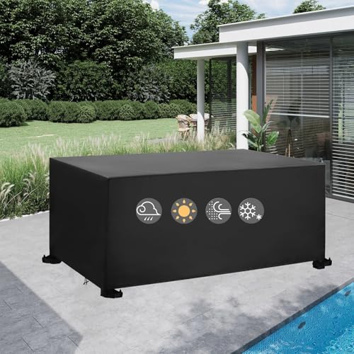 HNYDM Funda Muebles de jardín Impermeable 310x160x65cm/Largo x Ancho x Alto Funda para Mesas de Jardin Fundas de Mesa para Exterior para Muebles De Jardín Construida para Soportar Condiciones Duras