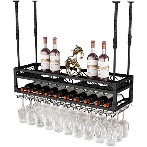 Support à Verres Suspendu Ajustable en Fer pour Optimiser Votre Bar - 2