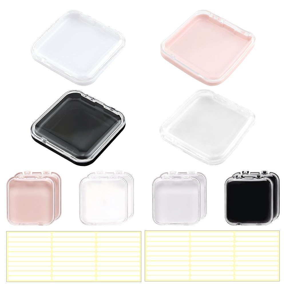 12 pièces Boîtes de Rangement pour Ongles (6.5 x 6.5 x 0.8CM), d'Emballage Press on Nails Support Présentoir Presser Ongle, Comprenant 12 Boîtes d'Emballage + 60 Ruban Adhésif Double Face