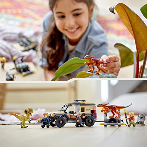 Jurassic World Trasporto del Piroraptor e del Dilofosauro, Set con 2 Dinosauri Giocattolo, Fuoristrada e 3 Minifigure, Giochi per Bambini e Bambine da 7 Anni in su, Idea Regalo Fan dei Dino 76951 - Lego - Immagine 6