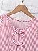 Ecolala Girls Bowknot Tank Tops Sleeveless Striped Shirts Cotton Peplum Babydoll Top Pink Stripe Bow 7-8 Years
