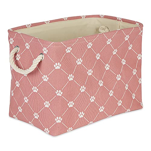 Bone Dry Pet Storage Paw and Bone, Trellis Collection, Medium Rectangle, 16x10x12, Rose