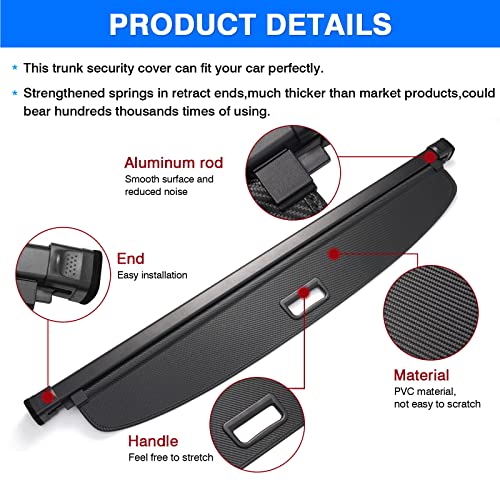 Powerty Cargo Cover For Toyota Rav4 2019-2023 Retractable Rear Trunk Security Cover Shielding Shade Black Carbon Fiber Texture #TOP4
