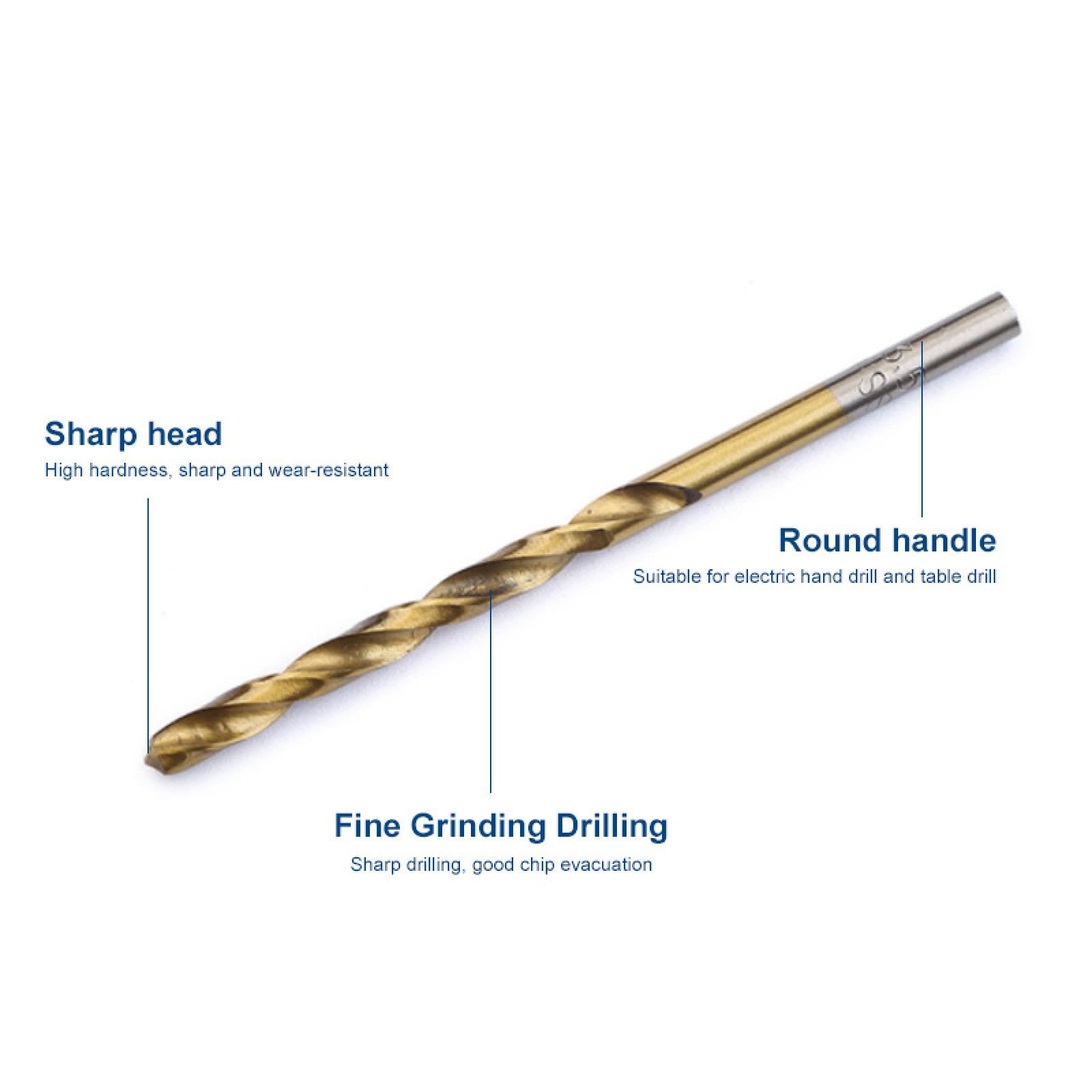 Juego de brocas helicoidales de cobalto para metal, acero inoxidable duro, hierro fundido, madera, aluminio y cobre, con vástago redondo (broca de cobalto 50)