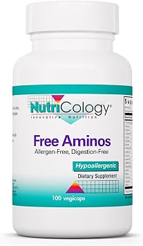 Nutricology Free Aminos - Essential Amino Acids Complex - 17 Free Form Blend with 5-HTP - Muscle & Healthy Metabolism Support - Vegetarian - 50 Servings - 100 Capsules