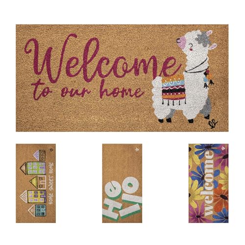 Olivo.Shop | Fantasy 13 Felpudo para Entrada de Coco, Felpudo para Entrada Exterior de casa, de Coco con Letras y Estampados Coloridos, 40 x 80 cm (Lama)