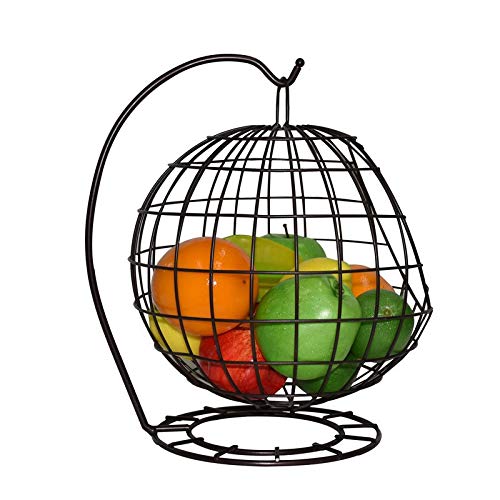 ABJING Corbeille à Fruits en Fer,Panier à Fruit et Legumes en Vintage Fil, Corbeille de Fruit, Panier de Stockage pour Le Pain Snackblack Cover