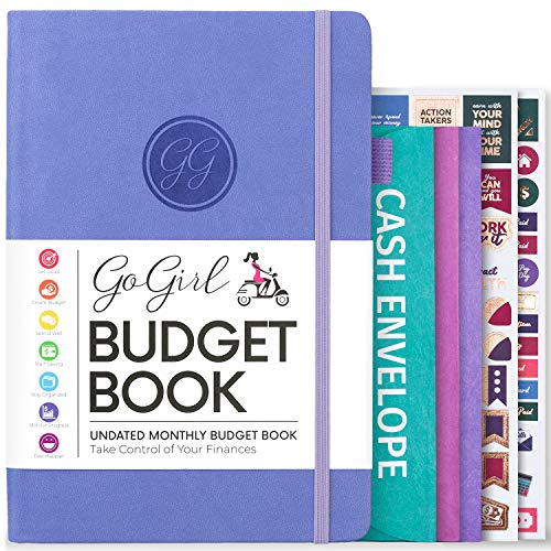 GoGirl Budget Book – Undated Colorful Monthly Financial Planner Organizer. Budget Planner & Expense Tracker to Reach Financial Goals, Lasts 1 Year, Bonus 3 Cash Envelopes, A5 Hardcover – Lavender