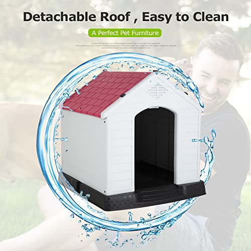 image for BestPet 28Inch Large Dog House Insulated Kennel Durable Plastic Dog Ho