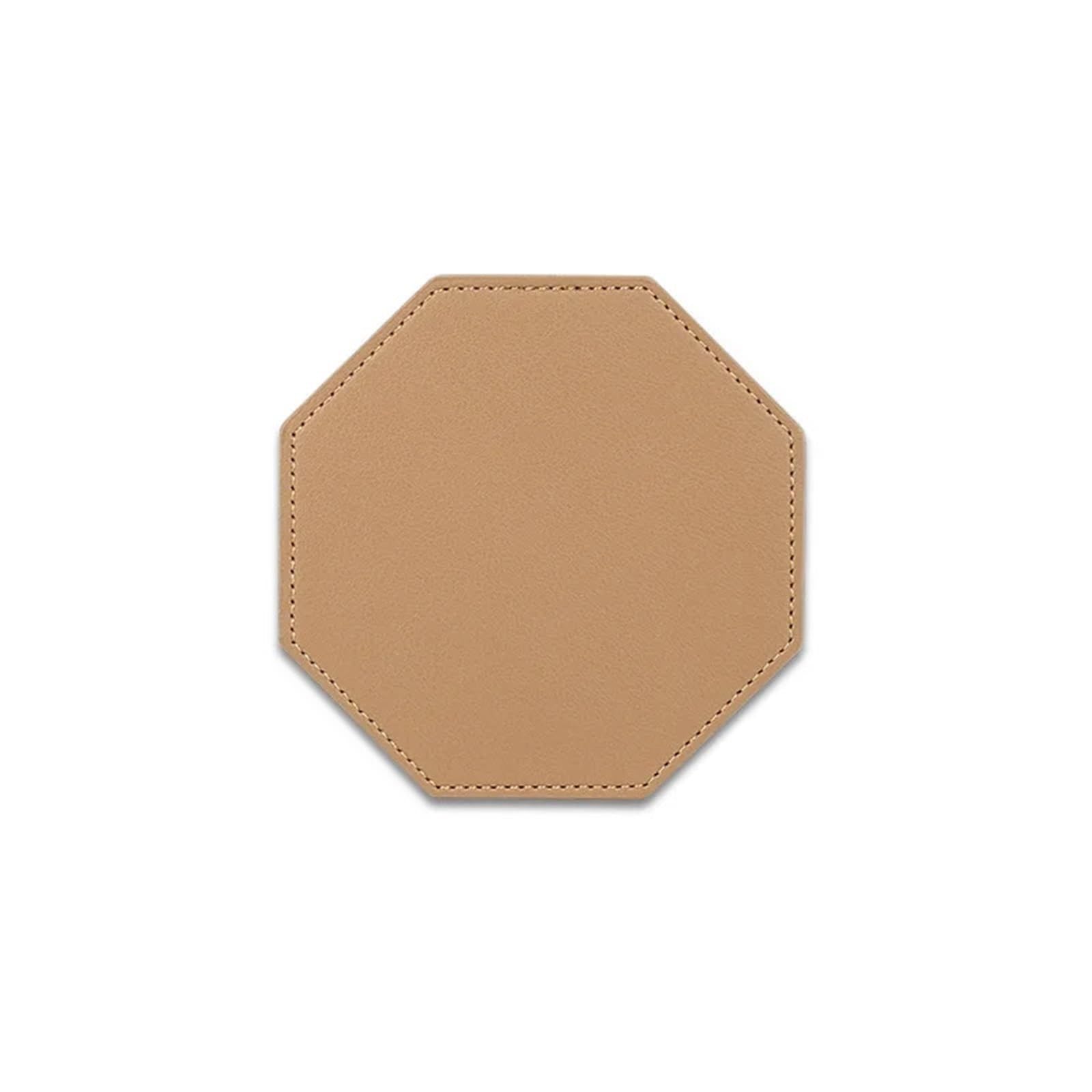 Insulated Coasters 12pcs Coaster Faux Leather Coasters for Home Decor Round Cup Pads Tea and Water Cups Coffee Mats Dish Drying Placemat for Home Decor Dining Table(Khaki-C)