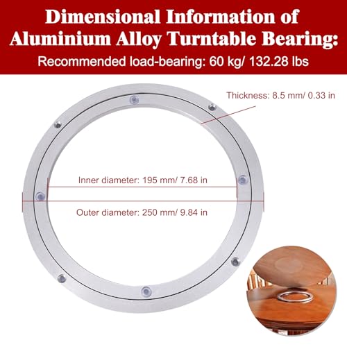 Aluminum Alloy Turntable Bearing 10" Heavy Duty Swivel Turntable Lazy Susan Rotating Bearing Turntable Round Dining Table Swivel Plate for Kaleidoscopes Tabletop Serving Trade Show Displays