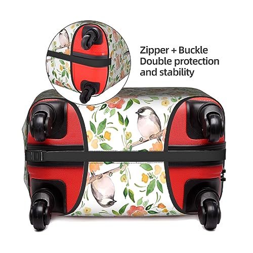 Housse de protection fleurs et oiseaux blanche en polyester lavable taille S - 3