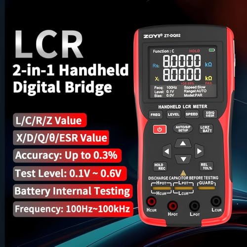 LCR Messgerät Handheld Digital Bridge Batterie Innenwiderstand Tester DQ02-2-in-1 Hochpräziser Kapazitäts- und Batterietester (DQ02 KitI)