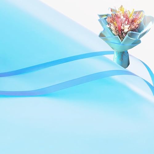 20 piezas de papel de regalo de flores con borde azul claro, papel de regalo impermeable para el día de San Valentín, 23 x 23 pulgadas, utilizado