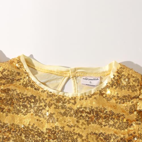 Noomelfish Girls Short Sleeve Sequin Shirts Party Glitter Sparkly Tops Blouse (5-12 Years)3