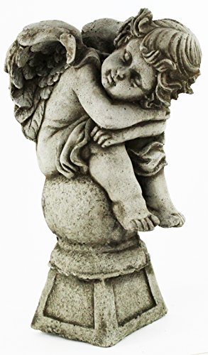 Angel on Pedestal Religious Statue Home and Garden Statues Cement Cherub Figures