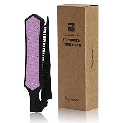 Mini Folding Teasinging Brush for Creating Volume,Traval Portable Rat tail Comb for Smoothing,Backcombing,Styling and Slicking Back Fine Thin Hair, Hair Salon/Home Use - Purple