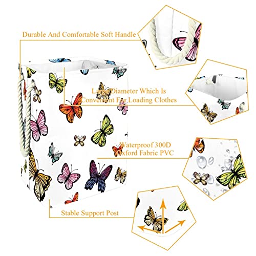 Panier à linge avec poignées imprimé papillons pour simplifier la lessive - 6