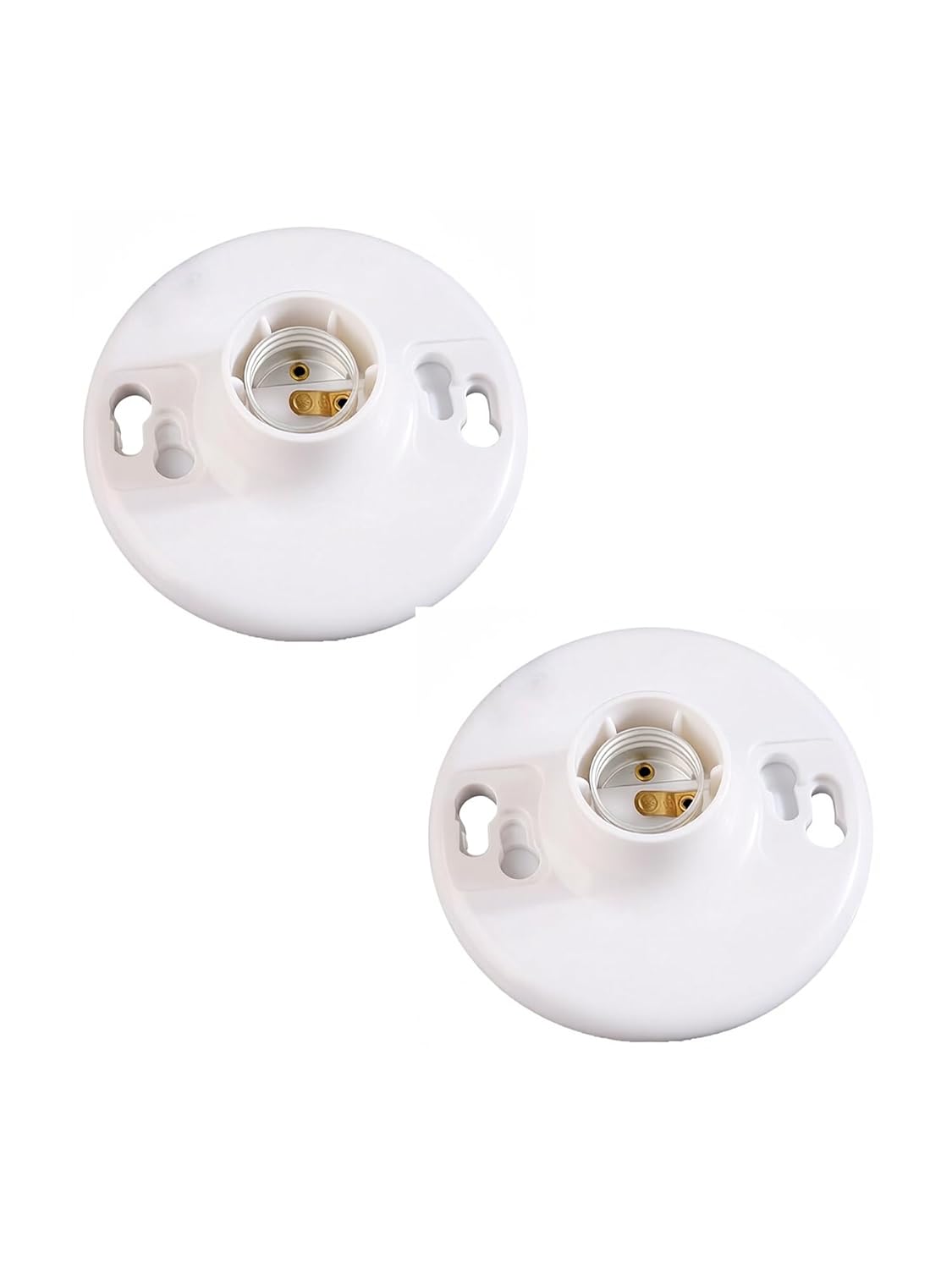 Keyless Plastic Lamp Holder - One-Piece Medium Base, Light Bulb Socket, Ceiling Lighting, Compatible with LED and Incandescent Light Bulbs - 2 Pack