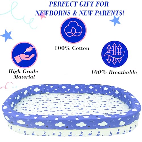 Image of Toddylon Baby Bed Bedding Set for Newborns | Mattress | Mosquito Net | Cotton | Travel Bed | Essentials | 0-12 Months | Blue