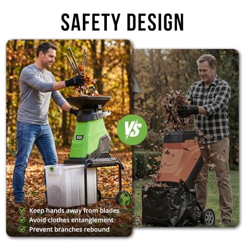 Image of Electric Wood Chipper, 15 Amp Leaf mulcher & Shredder