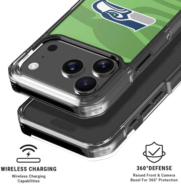Skinit Clear Phone Case Compatible with iPhone 17 Pro - Officially Licensed NFL Seattle Seahawks Double Vision Design