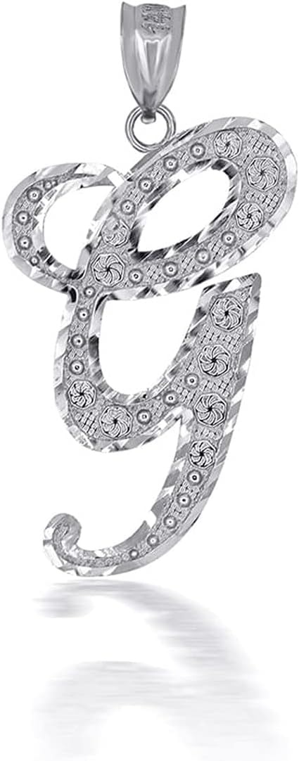 Claddagh Gold Certified Sterling Silver Script Initial Letters A-Z Pendant Charm Necklace