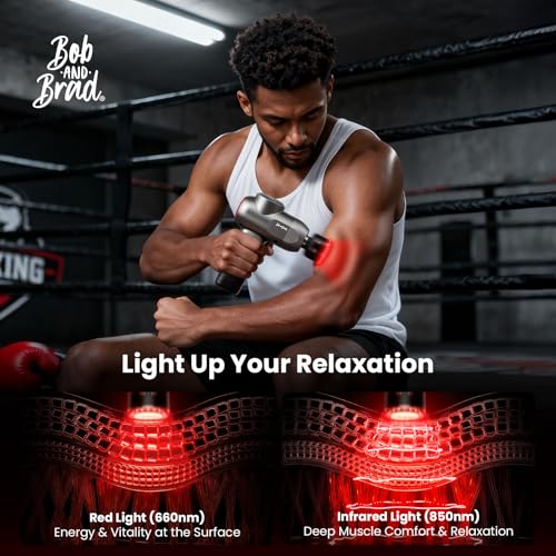 Image of BOB AND BRAD C2 Ultra Massage Gun with Heat, Red LED & Infrared, FSA Eligible Deep Tissue Percussion Massager for Pain Relief, Electric Muscle Recovery for Athletes, HSA Approved