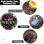 chiazllta 96 Pcs Neon Party Paper Plate and Napkins Neon Birthday Party Decorations Glow in the Dark Birthday Paper Supplies Disposable Glow Tableware for Party Favors 24 Guests - Image 3