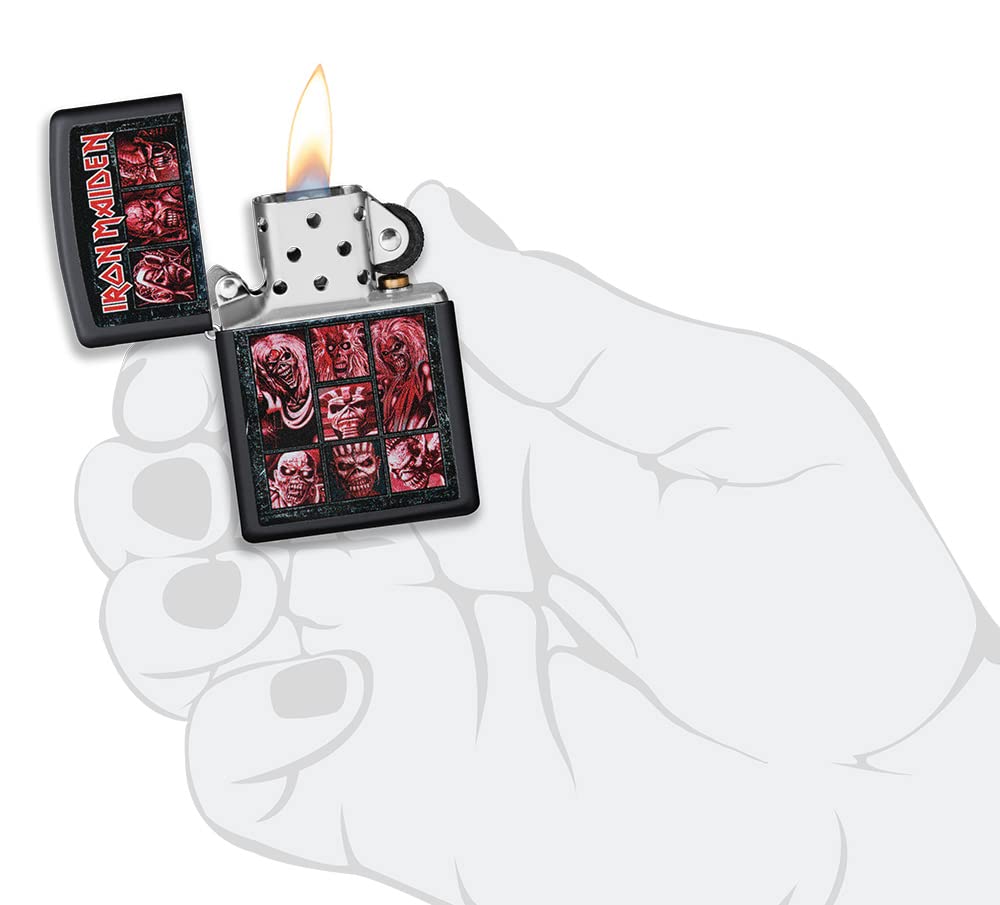 Zippo Briquet Tempête - Modèle Iron Maiden - Color Image avec Finition Noire Mate - Rechargeable - Réutilisable - Design Coupe-Vent - Coffret Cadeau Fabriqué aux États-Unis