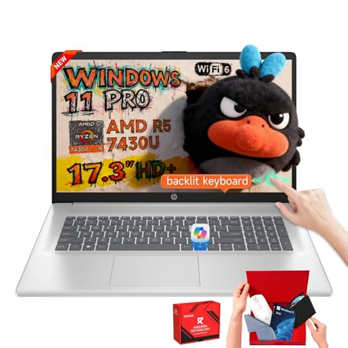 HP 17�C���`�^�b�`�X�N���[���m�[�g�p�\�R��, AMD Ryzen 5 7430U, 17.3�C���`HD+�A���`�O���A�f�B�X�v���C, 12GB RAM, 512GB SSD , Copilot AI, Windows 11 Pro, �o�b�N���C�g�t��KB