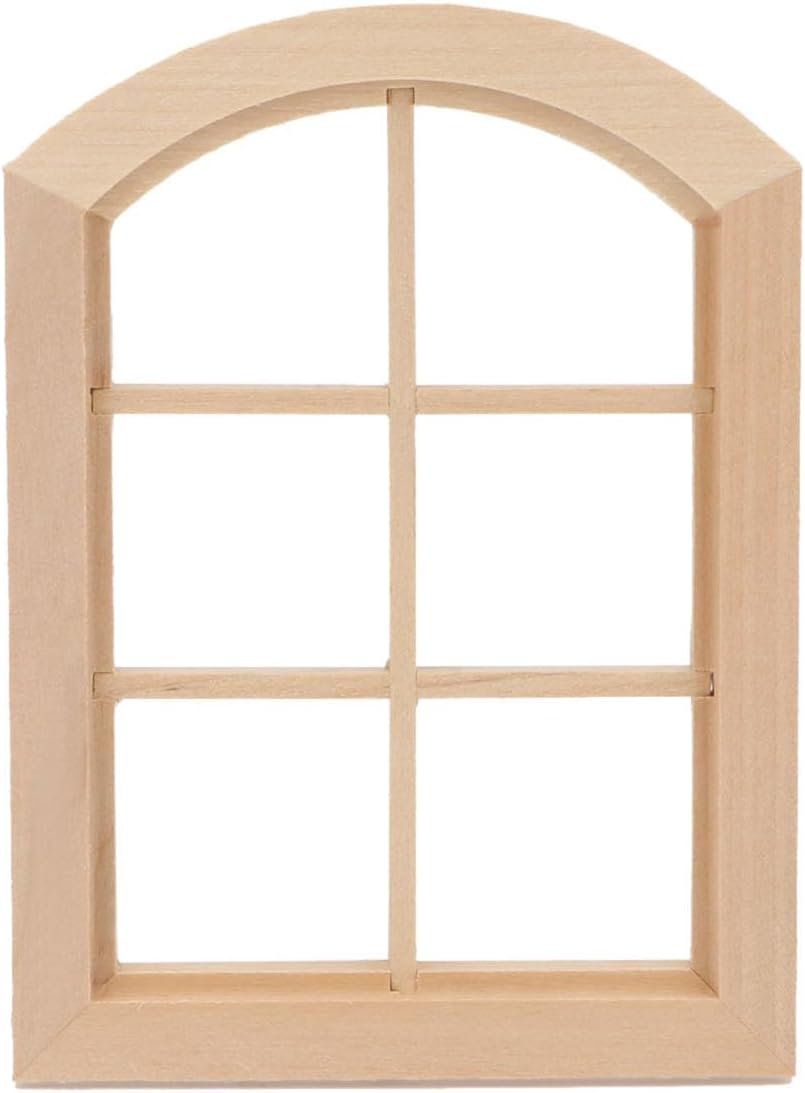 Dollhouse Windows 2PCS Miniature 6-Pane Window Frame 1 : 12 Frame DIY Mini House Decoration Wooden Fiary Window Model Doll House Accessories (Woody) image 2