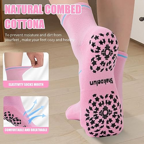 Image of Non Slip Pilates Socks with Grips for Yoga, Barre, Grippy, Hospital, Ballet for Women with Arch Support.
