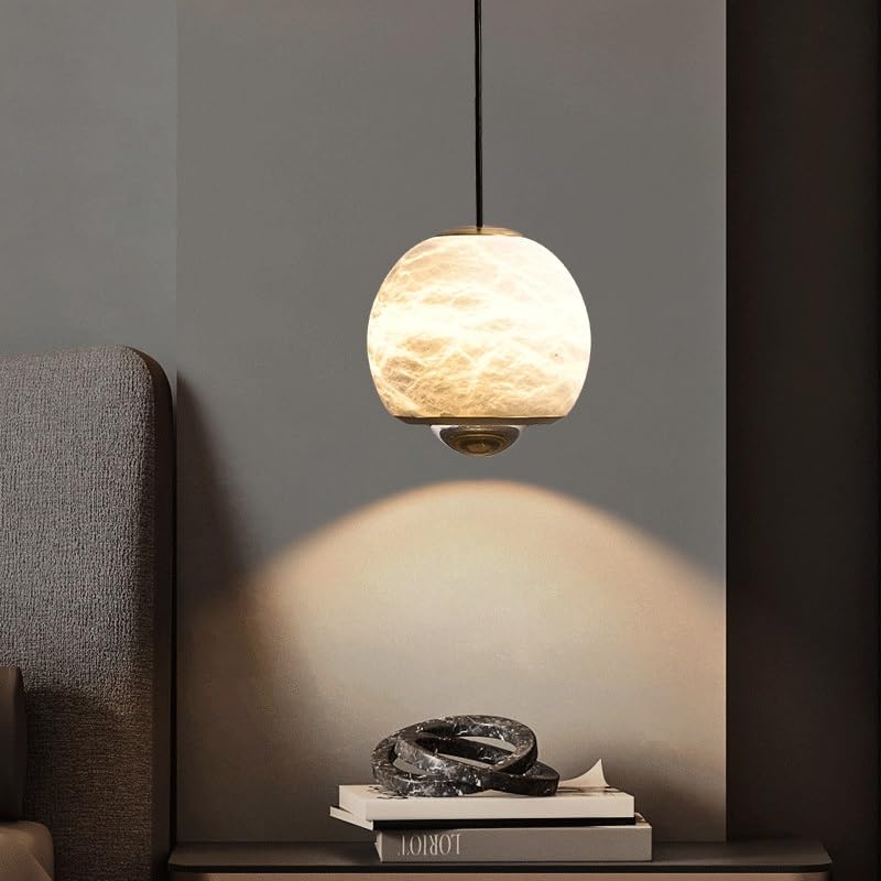 Lampe suspendue LED en pierre pour ambiance cocooning de chambre
