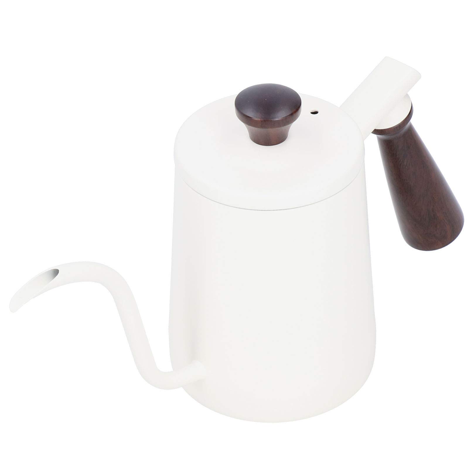 Caleta de cuello de cementerio de acero inoxidable | 304 Grado alimentario con mango de madera | Hervidor de café portátil para verter/goteo de café | Control preciso de flujo (700ml)