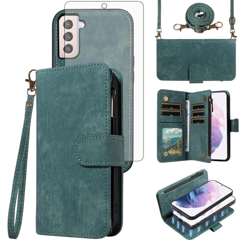 Coque Samsung S21 Plus Asuwish avec portefeuille amovible et protection écran