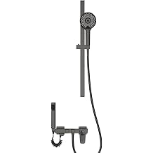 Tub Faucet Thermostatic Bathtub Wall Mount Filler Brass Mixer Tap with 3 Spray Handheld Shower, Slide Bar, Bidet,Black Nero