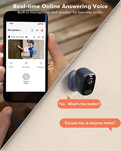 Dzees 4MP Outdoor Camera Wireless with Magnetic Mount Battery Powered Security Camera Outdoor for Home Security, 2.4Ghz WiFi/AI Motion Detection/2-Way Talk/4MP Color Night Vision/IP66/Cloud/SD
