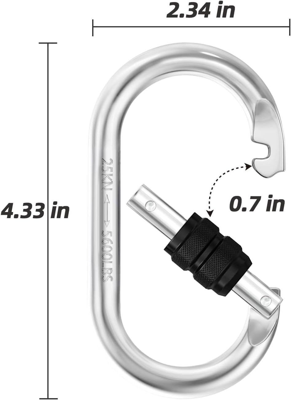 EZYA Carabiner Clips Heavy Duty 25KN/5600LB - 4.3" Large Caribiniers for Hammocks, Rigging, Gym, Yoga - Steel Caribeana - Image 2