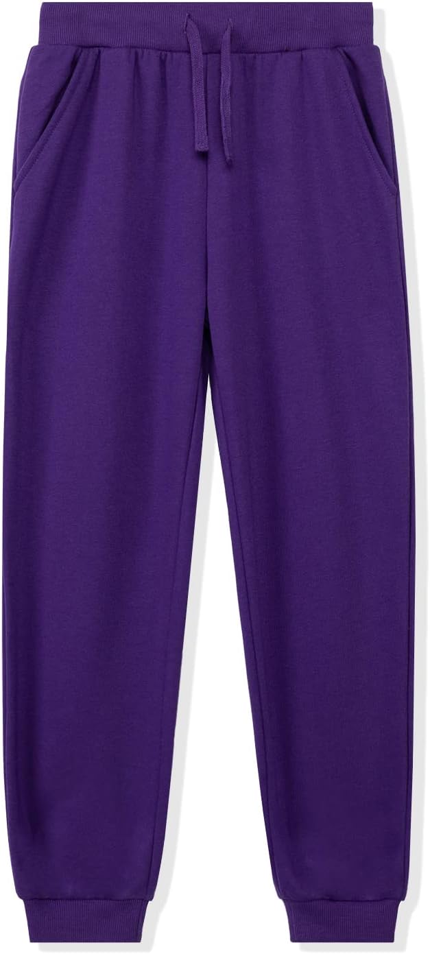 Kid Nation Kids Unisex Soft Brushed Fleece Casual Pull On Jogger Sweatpants with Pockets for Boys or Girls