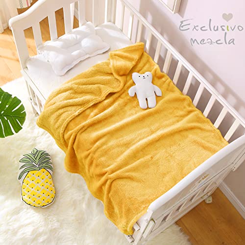 Exclusivo Mezcla Plush Baby Blanket, Soft And Warm Swaddle Throw Blanket, Infant, Newborn, Toddler And Kids Receiving Fleece Blankets For Crib Stroller (30X40 Inches, Mustard Yellow) #TOP1