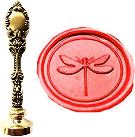 MNYR Vintage libélula insecto sello sello de cera de lujo bronce metal pavo real decorativo invitaciones de boda tarjetas de regalo papel