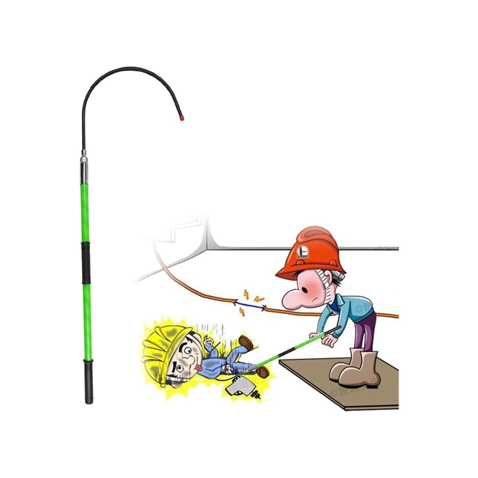 GTHTUHFD Voltage-Insulated Rescue Hook, 3' 5' 6' 10', Heavy-Duty Cable Maintenance Hook With 16-Inch Hook Opening, Rescue Equipment For Pools/Substations,Green-2m/6.6ft/78.7in