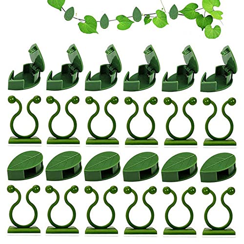 thirei Clip de Fijación de Planta, 60 Soporte de Plantas Autoadhesivo Clips para Plantas Trepadoras, 30 Clip para Plantas y 30 Clips de Pared Invisibles Soporte Plantas, Clips para Plantas