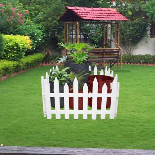 Image of Blooming Enterprises Pack of 4 Virgin Plastic Garden Foldable Fence Panels for Lawn & Plant Borders White | Decorative Outdoor Picket Edging for Garden, Patio & Pathways | Weather-Resistant PVC