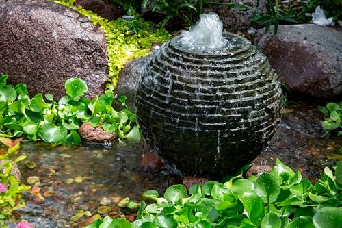 Aquascape Stacked Slate Sphere Fountain, 18 inch Dia (46 cm), 78358