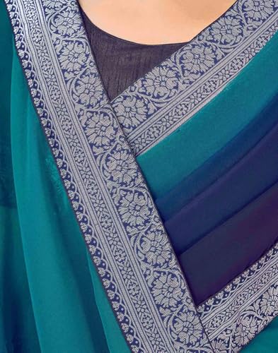 Image of SIRIL Women's Georgette Foil Printed Saree with Unstitched Blouse Piece