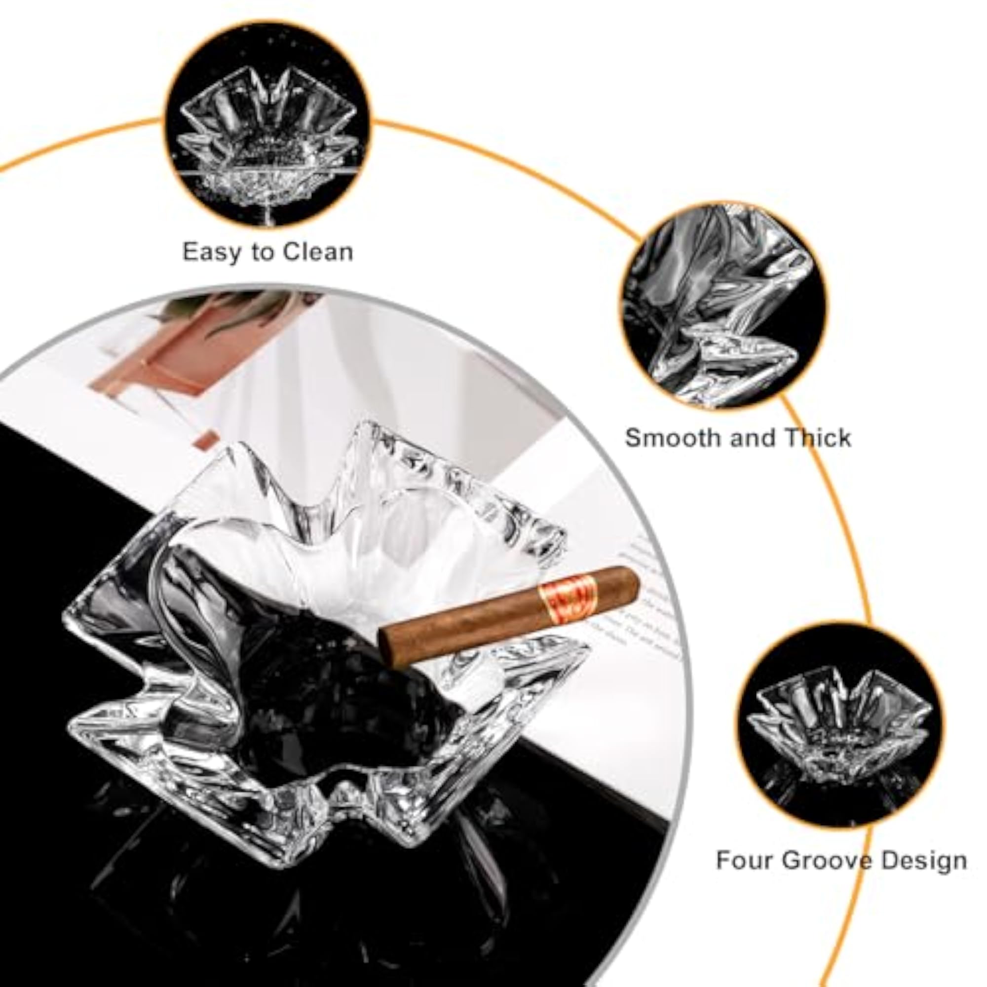 Large Glass Ashtray for Cigarettes and Cigars
