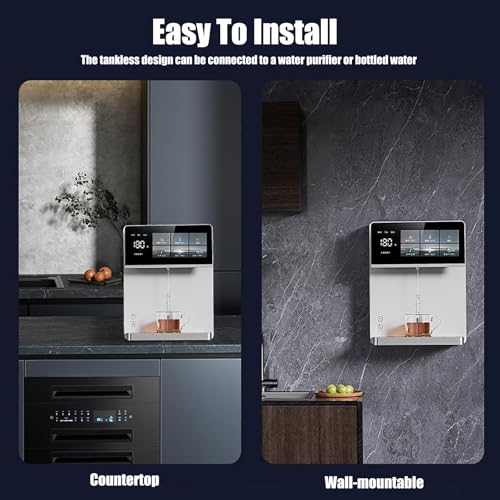 Refrigeratori Gasatori Acqua A Parete, Dispenser Acqua Istantaneo Da 3200 W, 5 Controlli Di Temperatura Precisi, Ampio Schermo Touch Intelligente, Blocco Bambini(Gray) - 7
