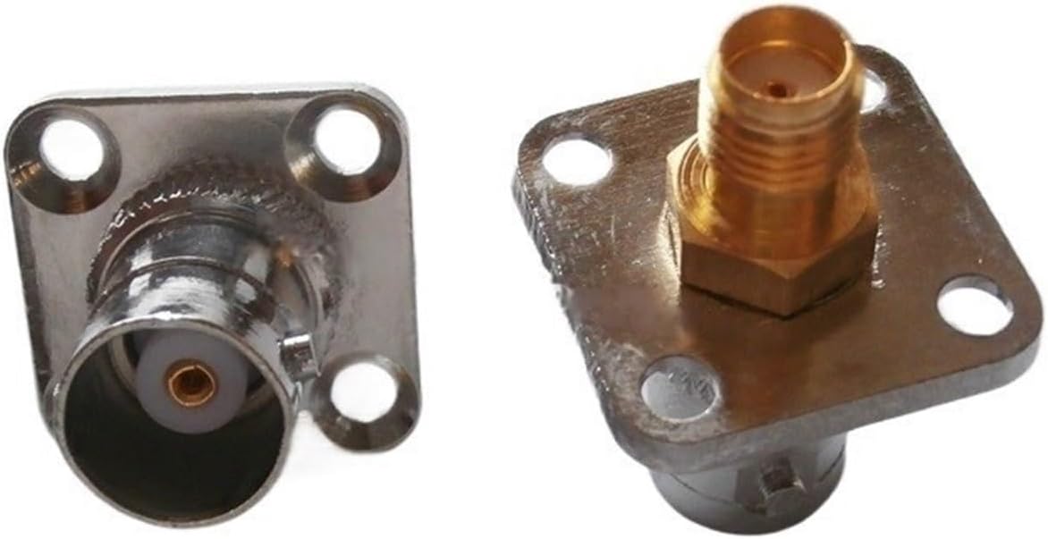 Hong pan 10Pcs BNC Female to SMA Jack Flange Panel Mount Connector F/F Adapter